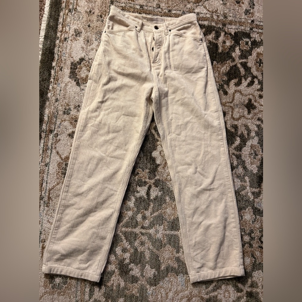 Topshop Cream Corduroy Pants Straight Leg